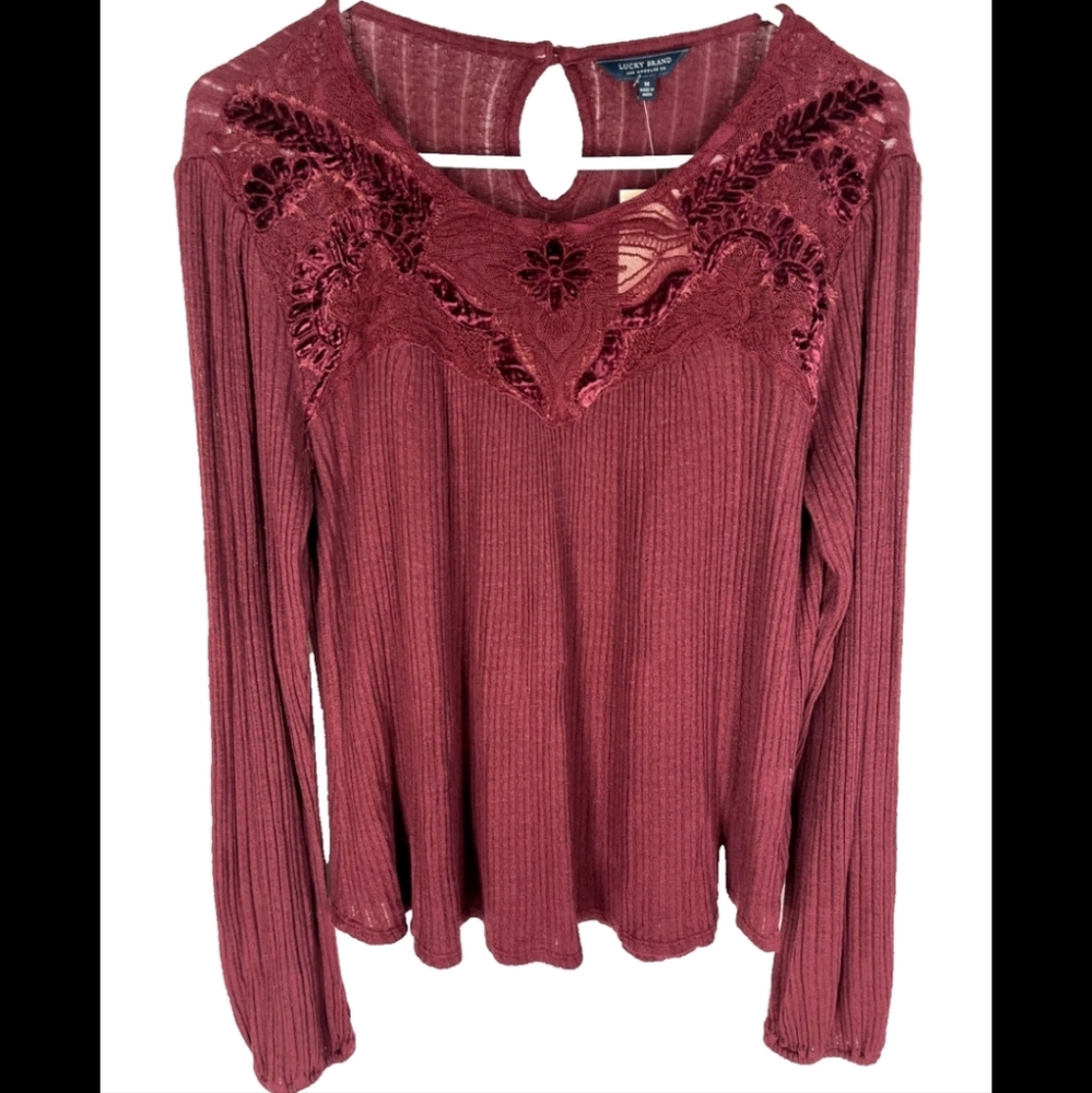 Lucky Brand Velvet Applique Top